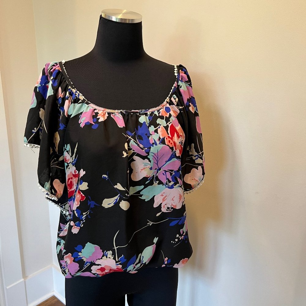 Yumi Kim flutter sleeve cropped top multicolor floral in sz S